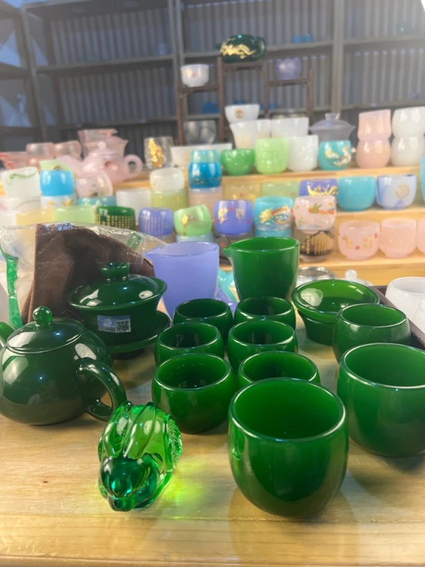 琉璃茶具套装 帝王绿