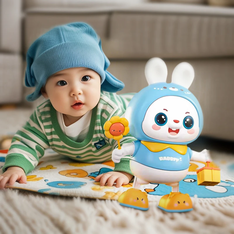 婴儿玩具0一1岁练习抬头训练神器电动跳舞兔子宝宝可啃咬3到6个月