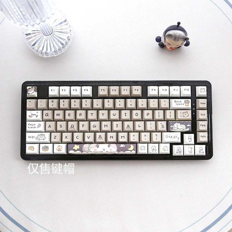 鼠鼠来咯原厂高度机械键盘键帽PBT材质灰色可爱适配于68 87 75 98