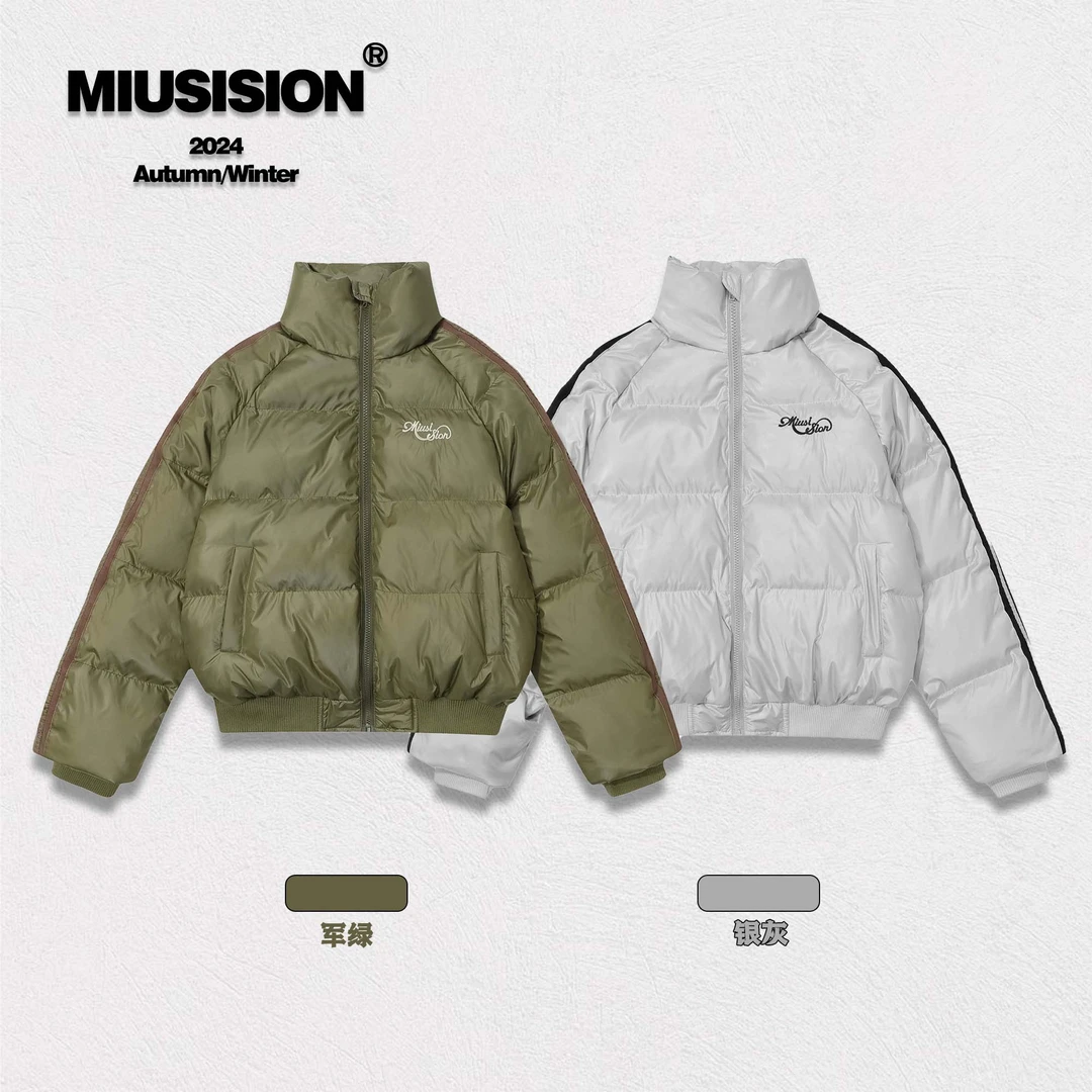 MIUSISION欧美风辣妹运动棉衣立领短款棉服美式复古外套女秋冬