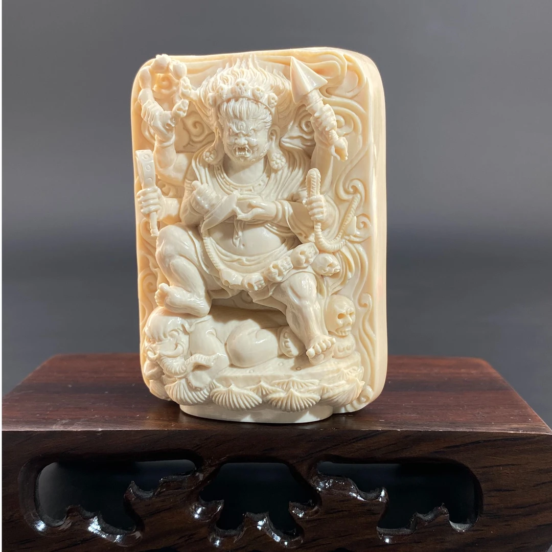 天然猛犸牙手工精雕六臂大黑天吊坠G00232【假一罚四】