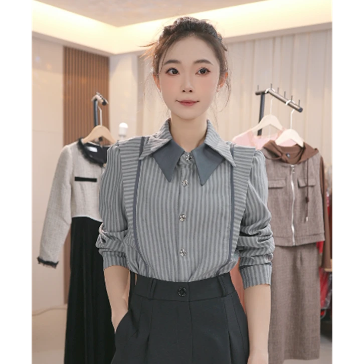 W2219新款秋季韩版设计感气质衬衫女减龄百搭显瘦时尚长袖上衣