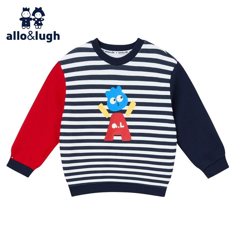 allo&lugh卫衣秋装2024新款女男宝宝洋气卡通印花休闲针织卫衣