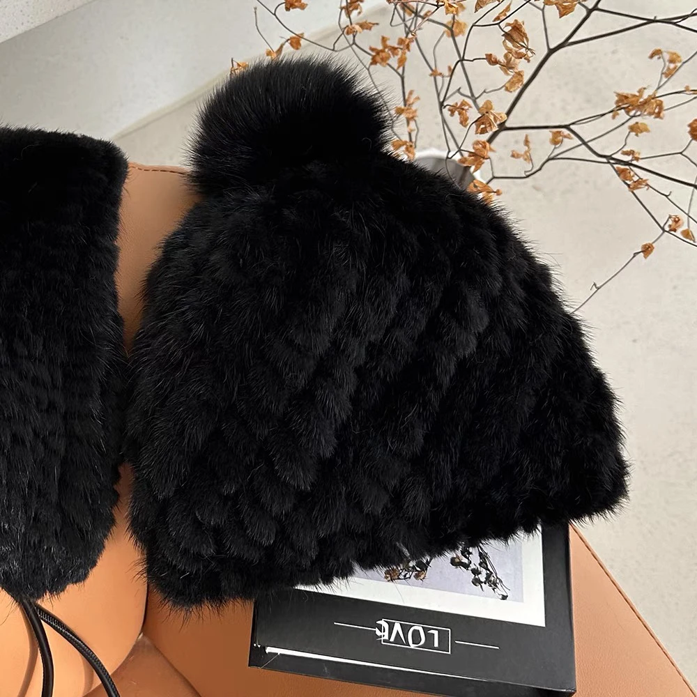 2025时尚新款单球水貂菠萝帽