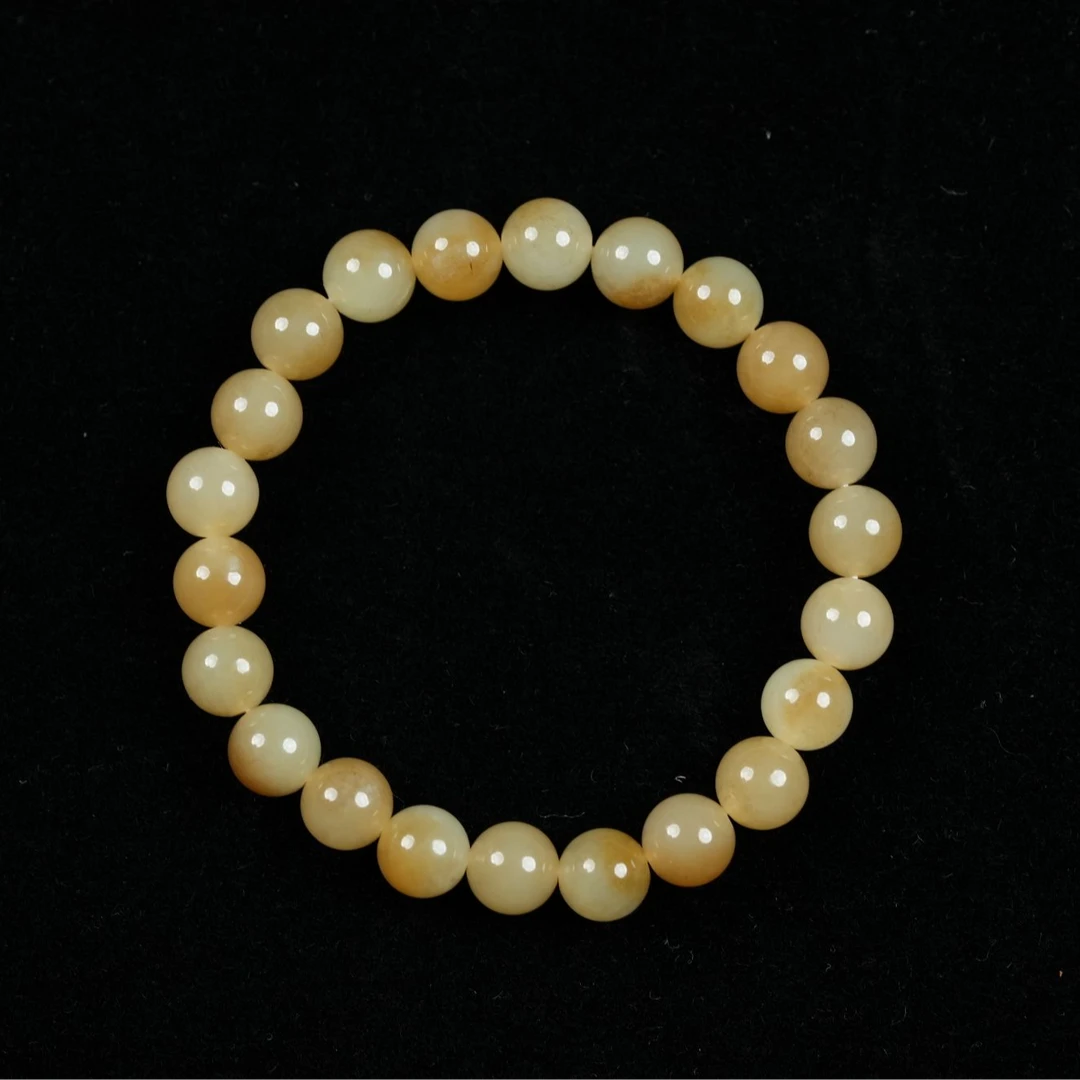 C08L01和田玉黄白老玉糖白手串时尚百搭简约精美8mm