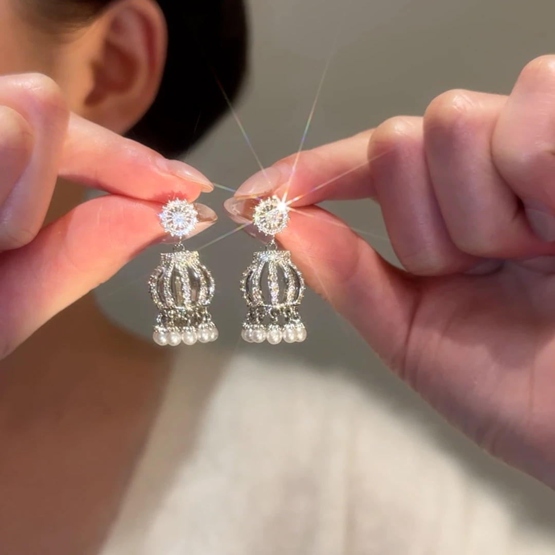 铜合金合成锆石耳饰 【向阳】时尚轻奢气质高级百搭民族风长款耳钉