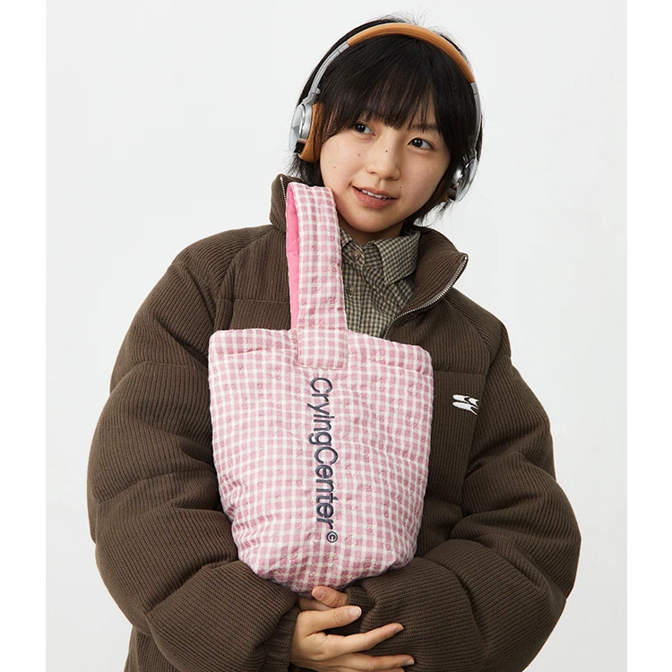 Crying center/哭喊中心mini云朵裥棉粉色两用手提腋下包休闲百搭