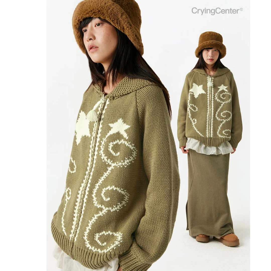 Crying center/哭喊中心流星烟花粗针重磅针织毛衣开衫