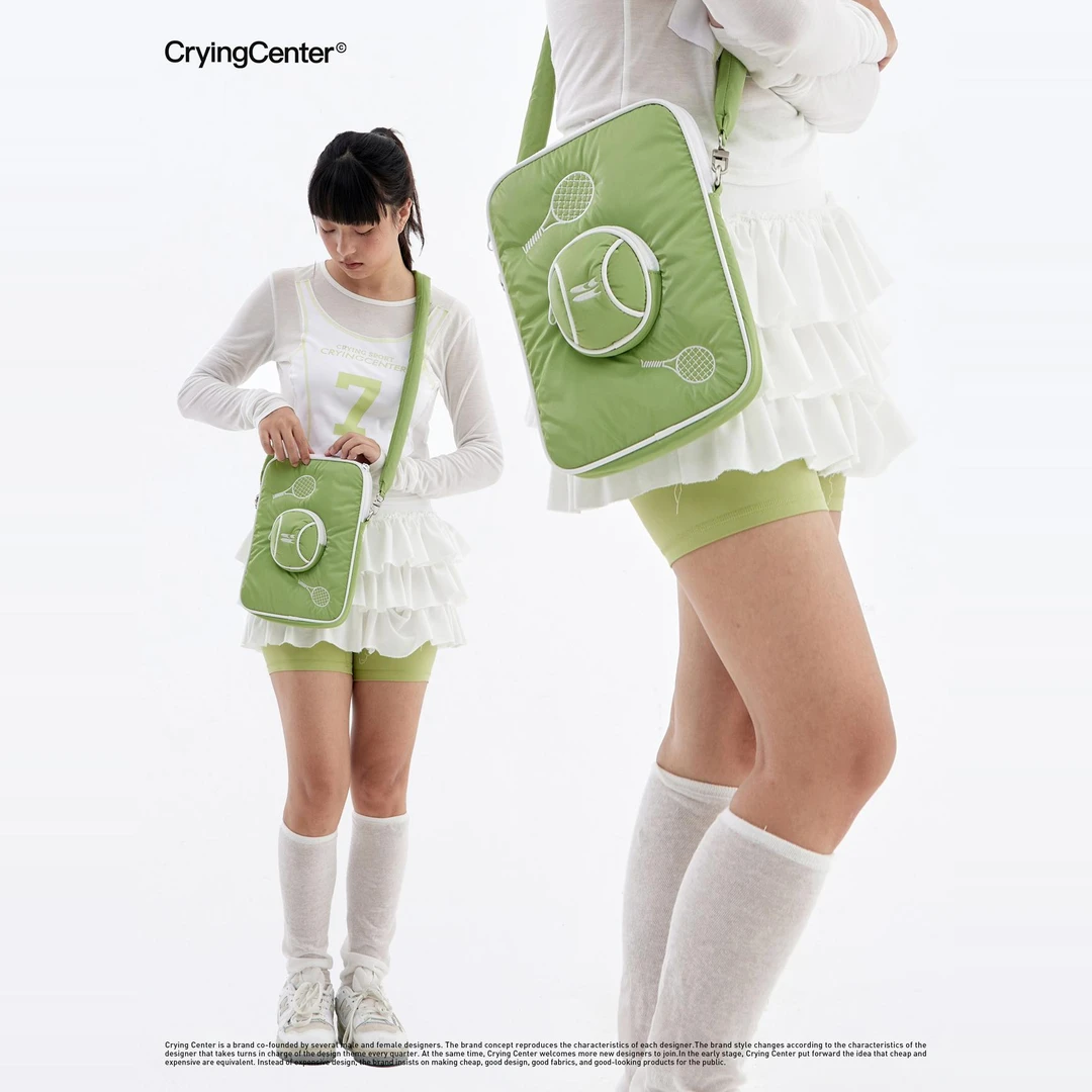 Crying center/哭喊中心网球刺绣iPad包单肩斜挎包便携运动