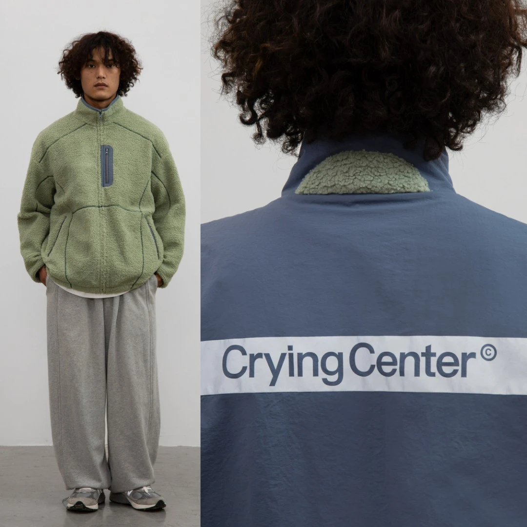 Crying center/哭喊中心蓝绿两面穿绒外套 保暖立领防风外套