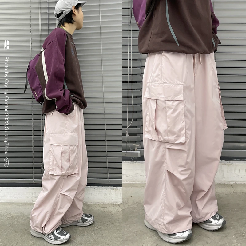 Crying center/哭喊中心泪粉色背带裤工装裤农夫裤背带可拆卸春秋