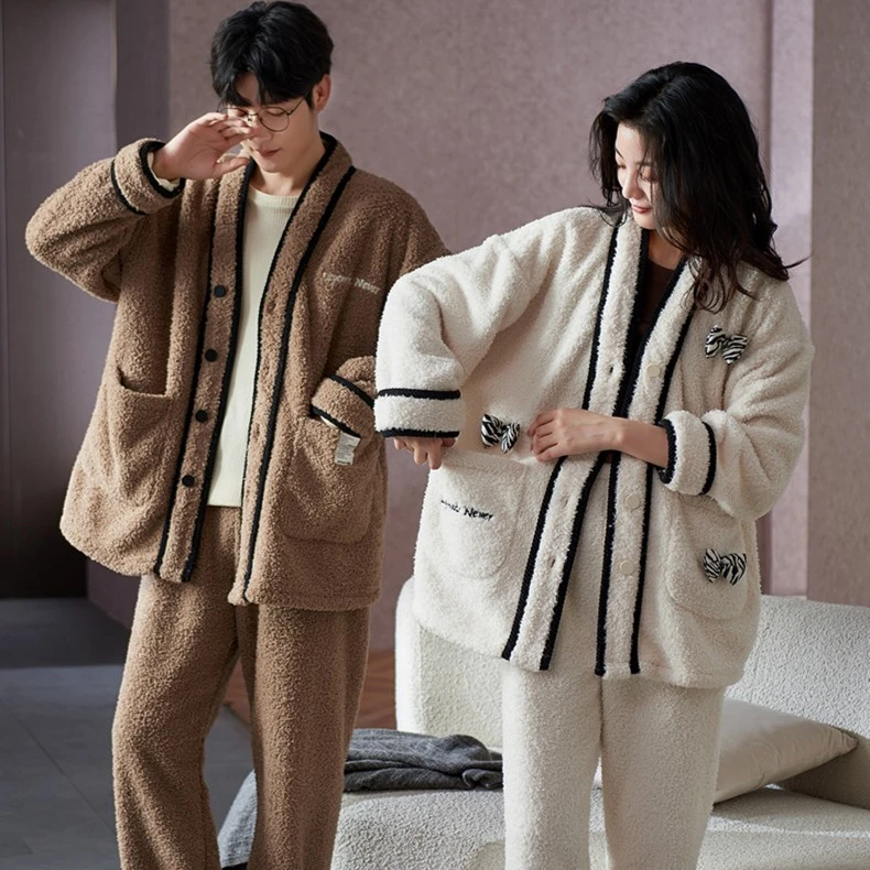 小情歌冬季秋冬季情侣睡衣秋冬款珊瑚绒加绒加厚男女士家居服套装