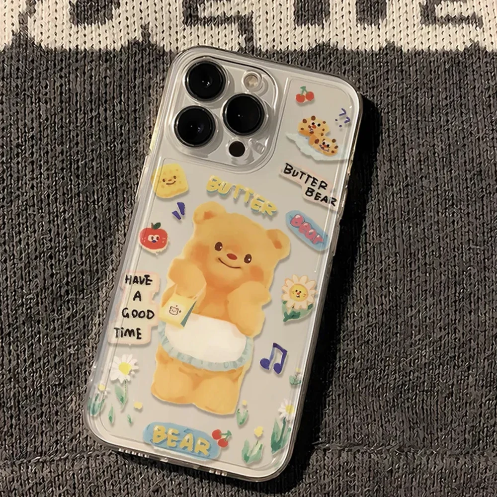 ins黄油小熊适用iphone15苹果14手机壳13promax华为vivo小米oppo
