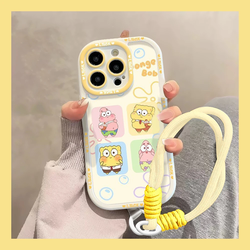 可爱海绵宝宝适用iphone15苹果14情侣13华为vivo小米oppo手机壳女