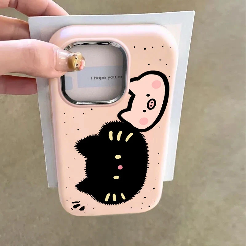 黑猫适用华为mate60苹果oppo小米15/14/13promax防摔vivo手机壳女