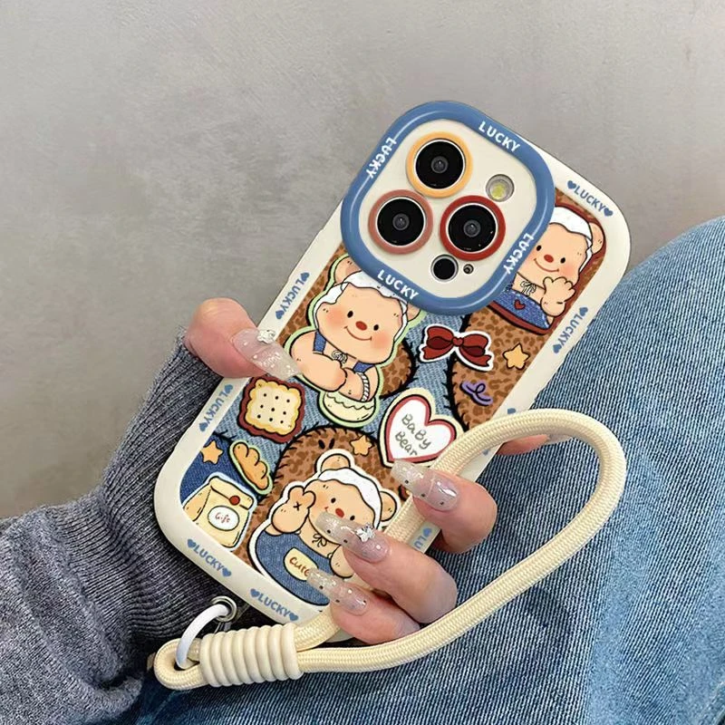 可爱黄油熊适用华为mate60苹果oppo小米15/14/13防摔vivo手机壳女