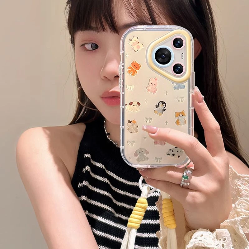动物适用华为mate60苹果oppo小米15/14/13promax防摔vivo手机壳女