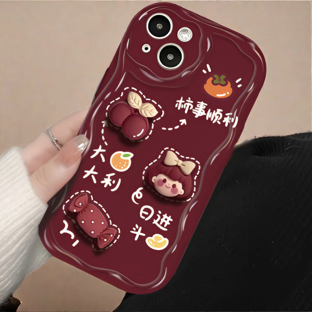 适用苹果15iphone14promax13华为OPPO小米VIVO新年手机壳可爱少女