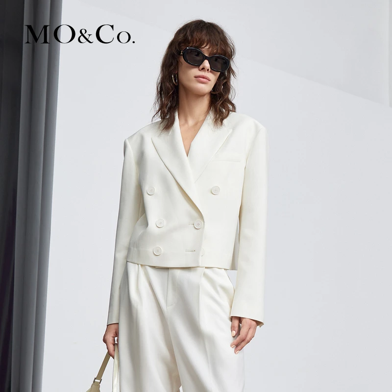 MOCO秋季四色戗驳领短款西装外套设计感时尚MBB3BLA002