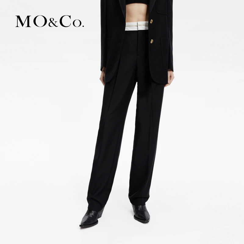 MOCO春解构高腰压褶立裁直筒西裤休闲裤MBD1PAT008