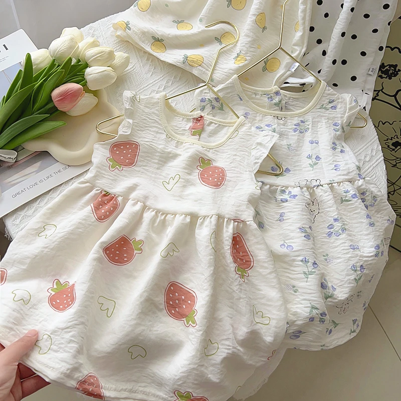 2025新款云朵棉夏季半身裙薄款女童中小童无袖连衣公主裙外穿宽松