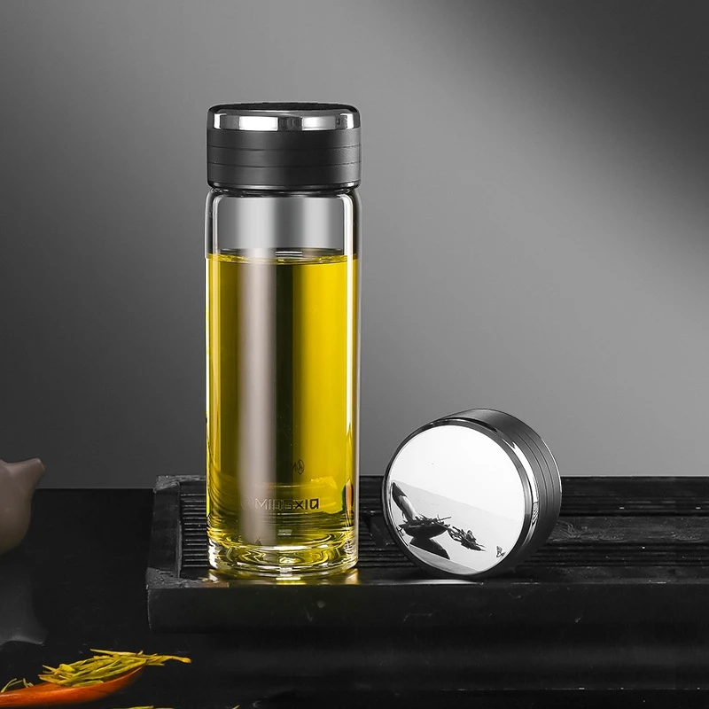 明霞单层玻璃杯高硼硅加厚男士商务泡茶水杯办公透明礼品广告杯子