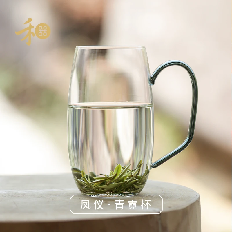 禾器凤仪·墨羽杯 高硼硅 玻璃茶杯 个人杯 办公杯 430ml