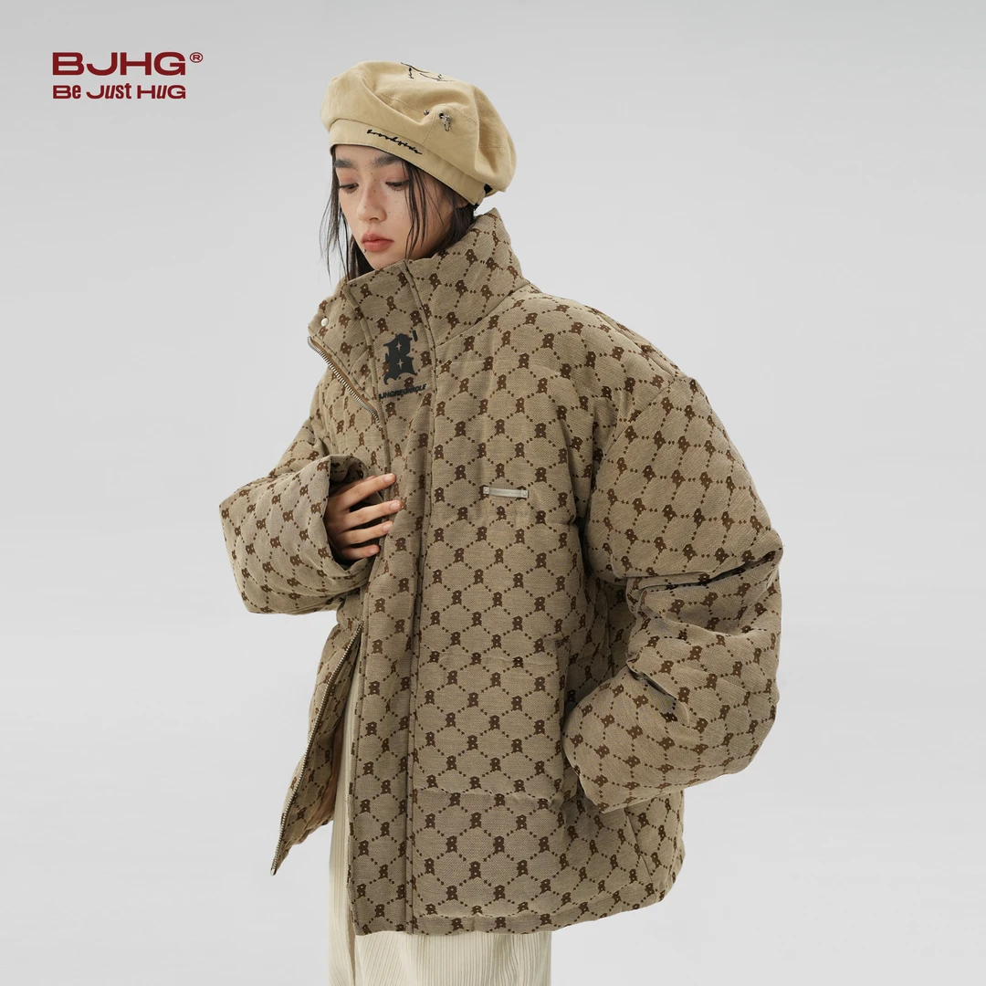 BJHG不计后果老花棉服男冬季美式复古潮牌情侣面包服棉衣外套女