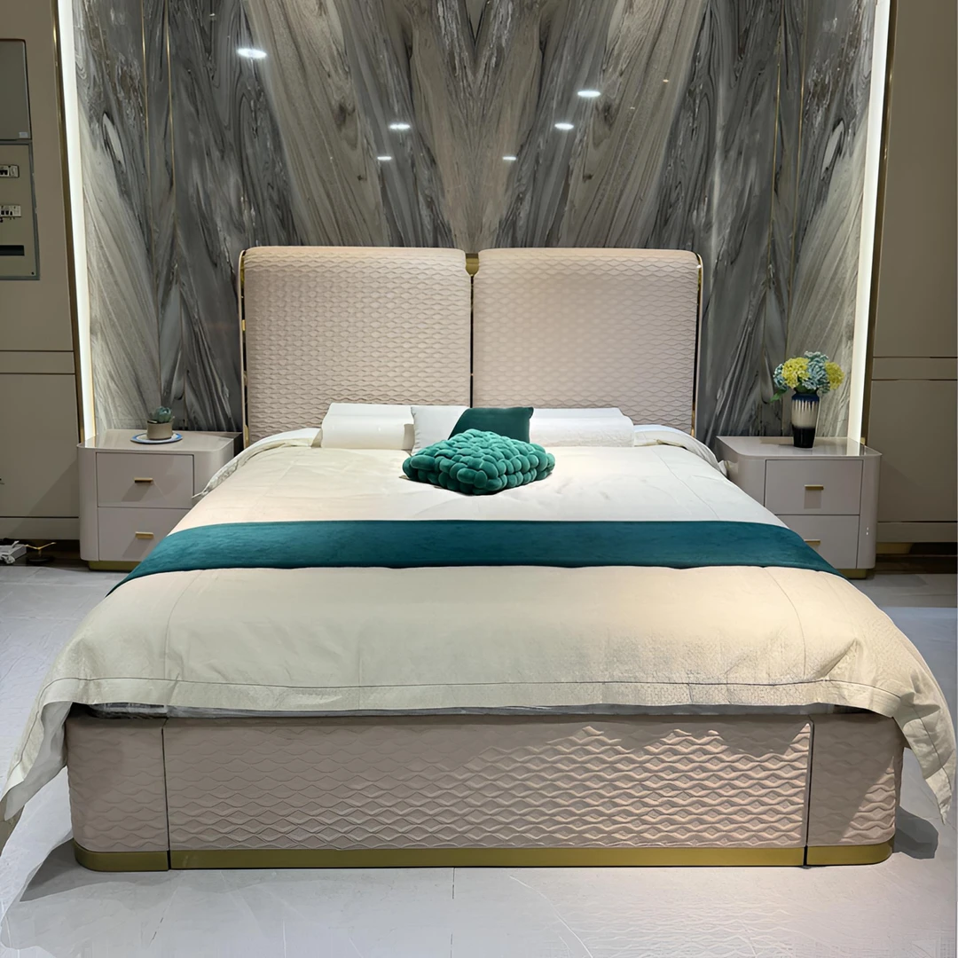 意式轻奢实木大床双人床主卧1米8婚床高端奢华现代简约别墅床