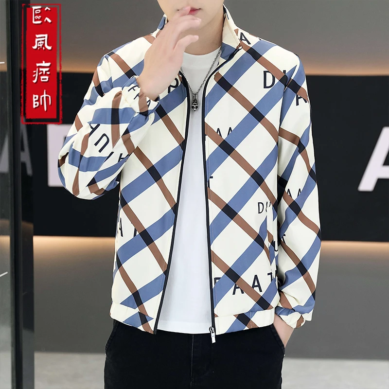 欧洲站潮牌外套男春秋季新款立领夹克中青年休闲宽松百搭外套上衣