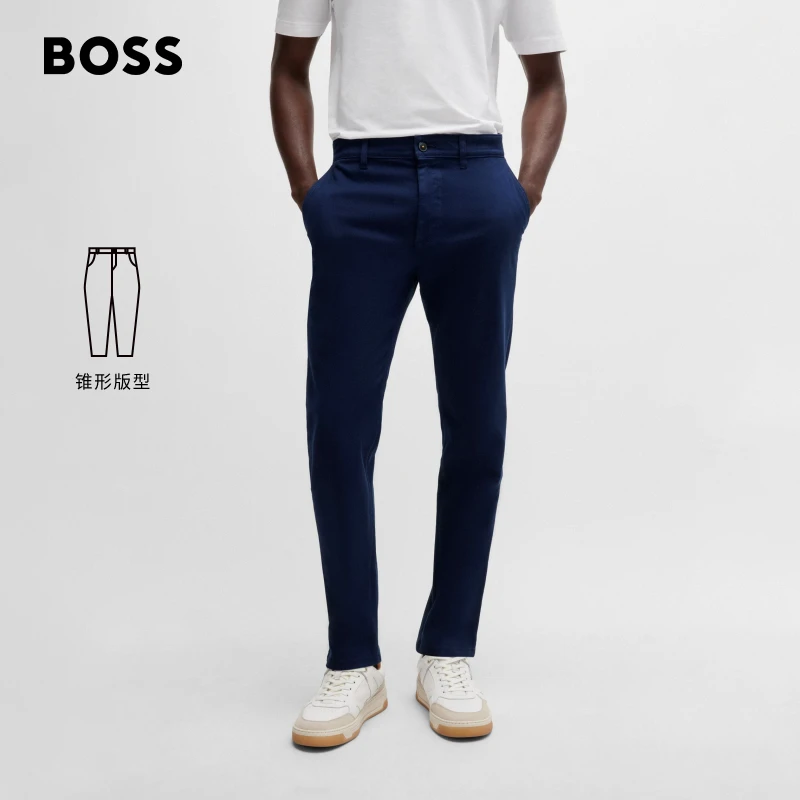 BOSS博斯男士弹力斜纹布面料百搭舒适休闲长裤 50519163