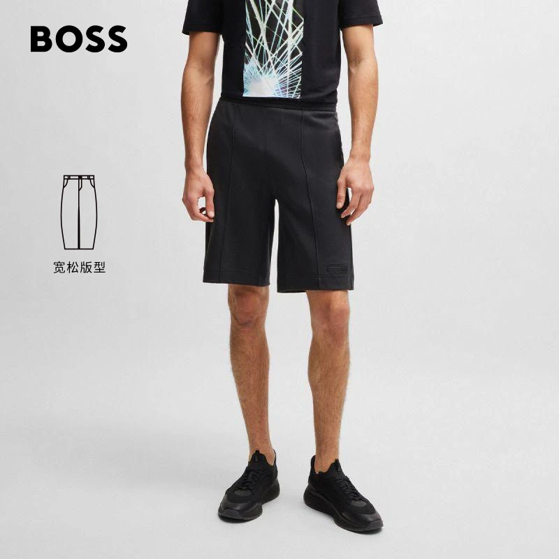 【弹力透气】BOSS博斯夏季新款徽标艺术图案棉质混纺短裤50511416