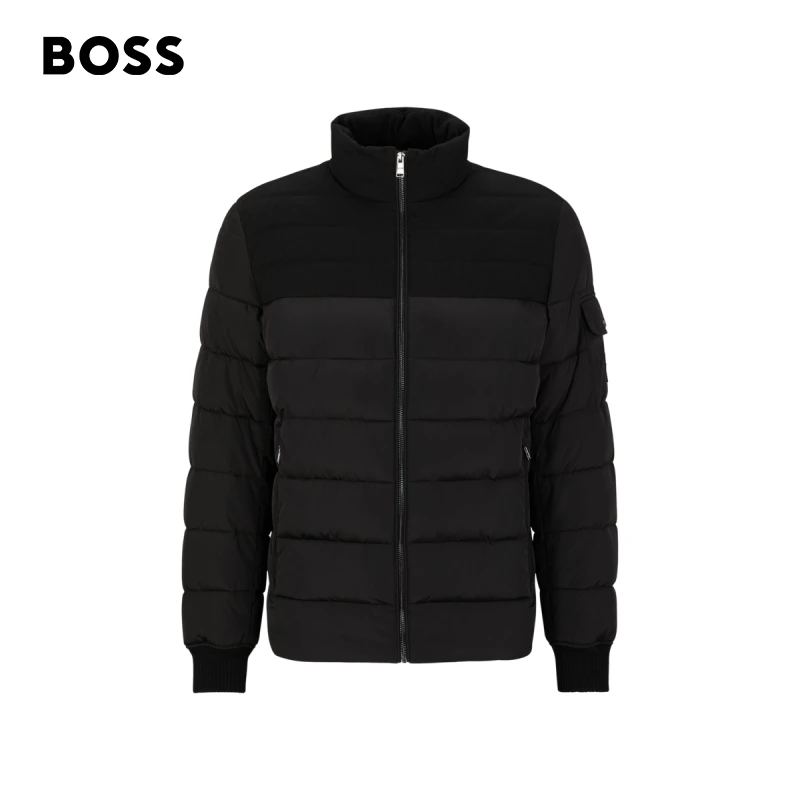 BOSS雨果博斯男士2023秋冬拉链开合防泼水饰面夹棉夹克50499796