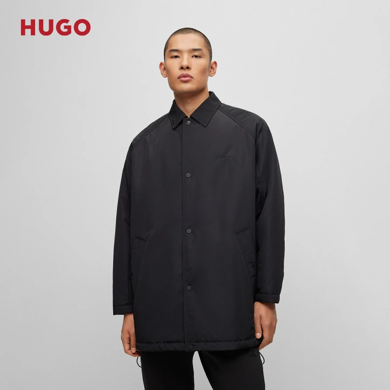 HUGO雨果博斯男2023秋冬刺绣徽标装饰宽大版型防泼水外套50495834
