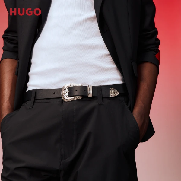HUGO雨果男士2024年百搭早春新款意大利皮革商务休闲腰带50512770