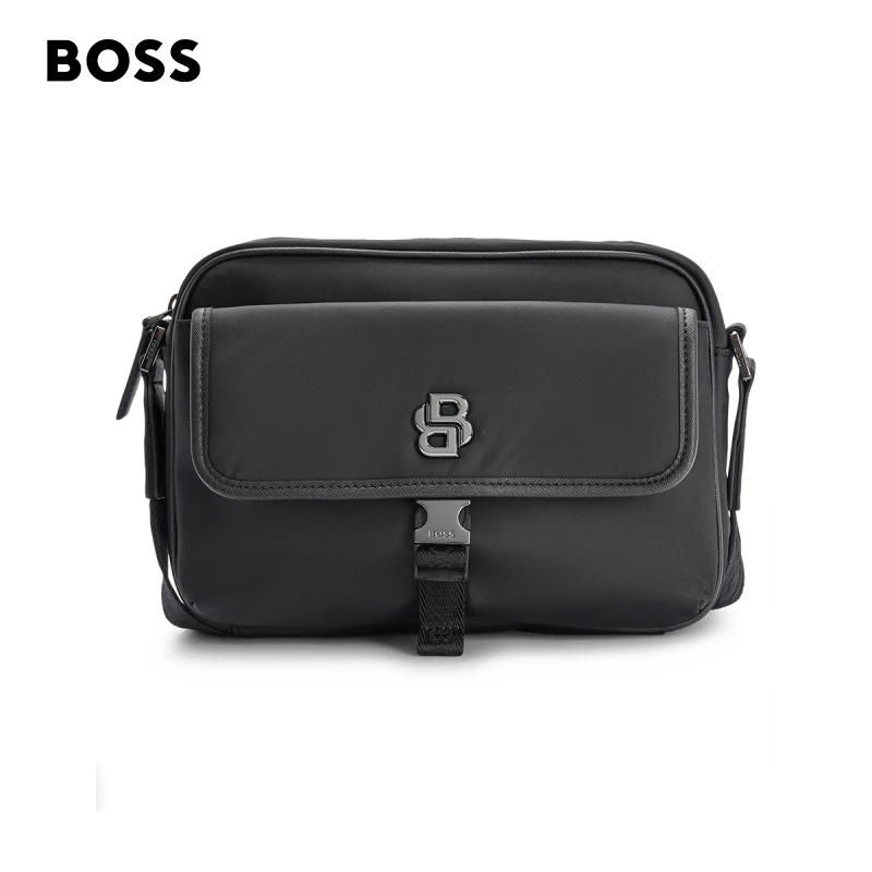 BOSS博斯男士  新款双B造型交织字母斜纹布斜挎包50523459