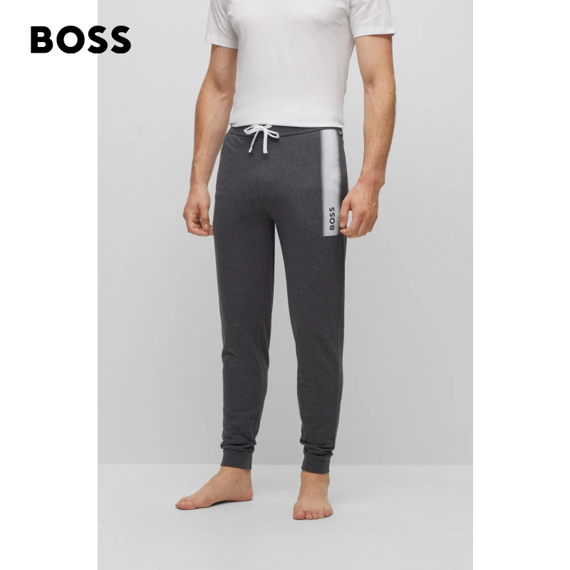 BOSS博斯男士早春款式舒适徽标和条纹装饰棉质毛圈布卫裤50503078