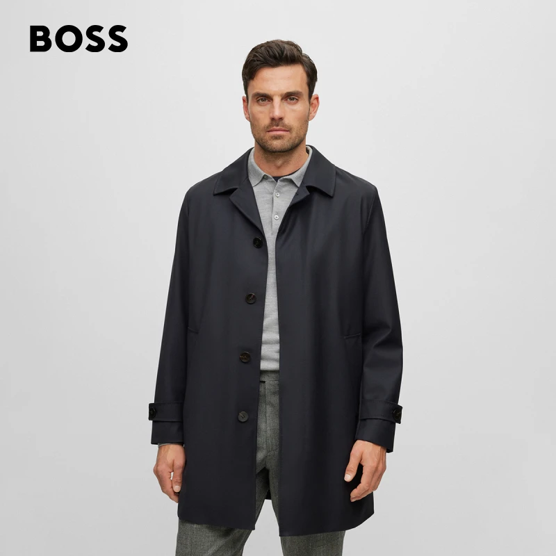 BOSS博斯男士24冬季新款带内衬羊毛常规版型毛呢大衣50497608