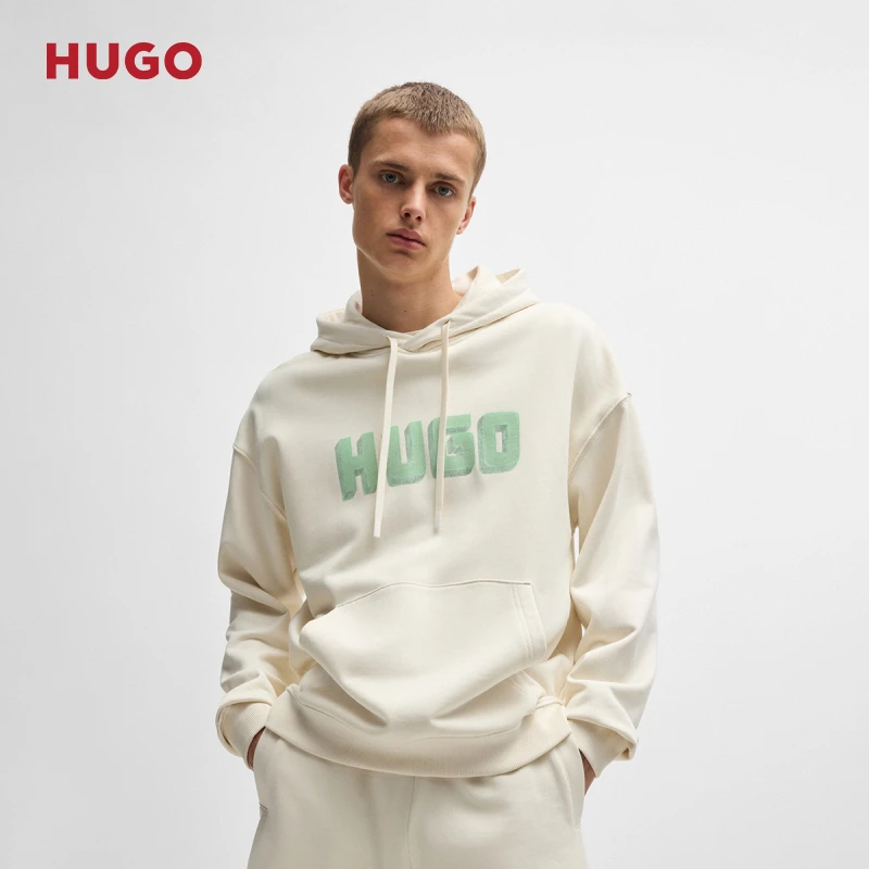 HUGO雨果男士24秋季新款棉质毛圈布休闲运动连帽卫衣50516655
