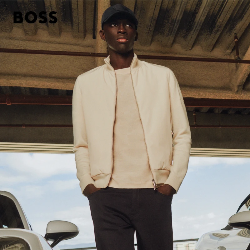 【保时捷】BOSS博斯男 早春新款丝光棉格纹提花短袖T恤50507786