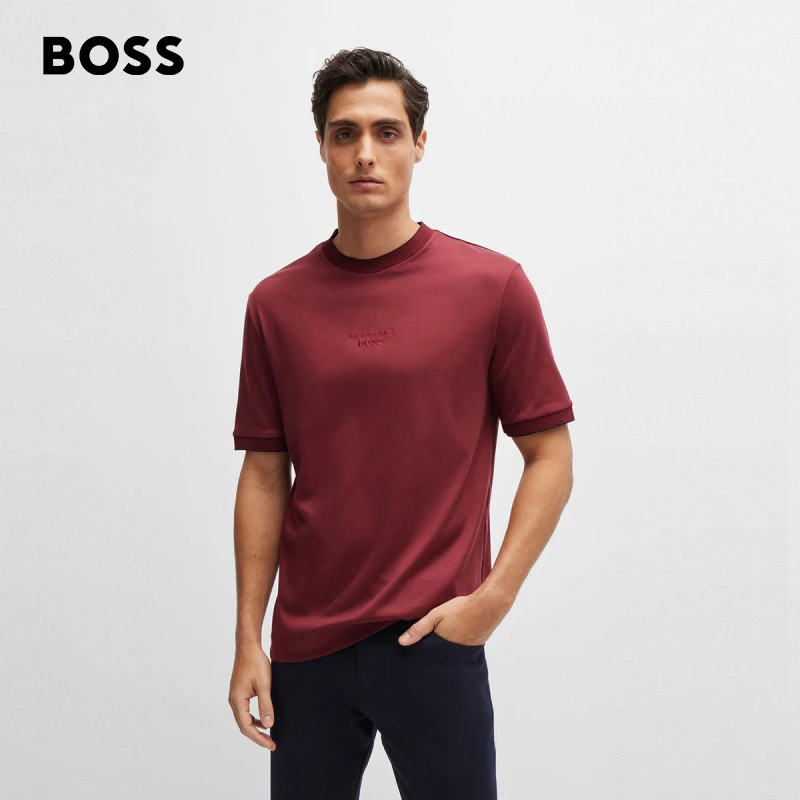 【保时捷联名】【丝光棉】BOSS博斯男士新款品牌标识棉质T恤50518631