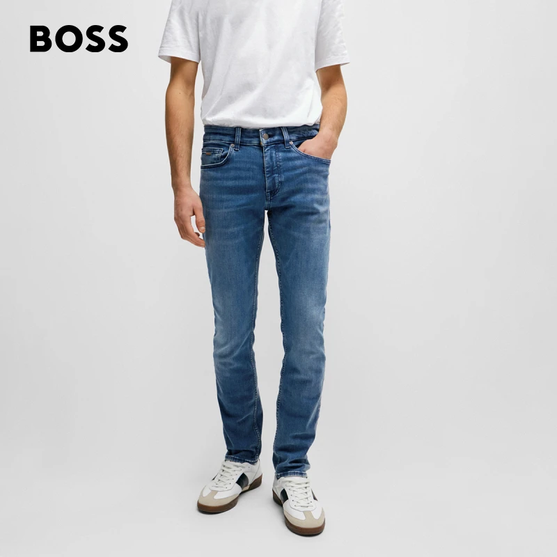 BOSS博斯男士 年早春新款时尚休闲蓝色弹力修身牛仔裤50506706