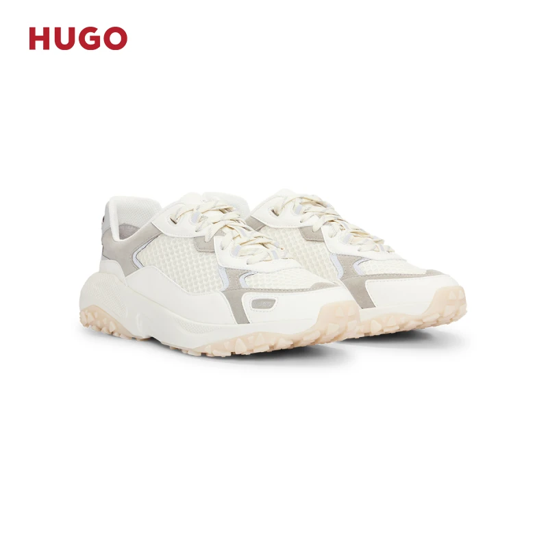 HUGO雨果男士 夏季新款皮革饰面混合材质舒适运动鞋50517148