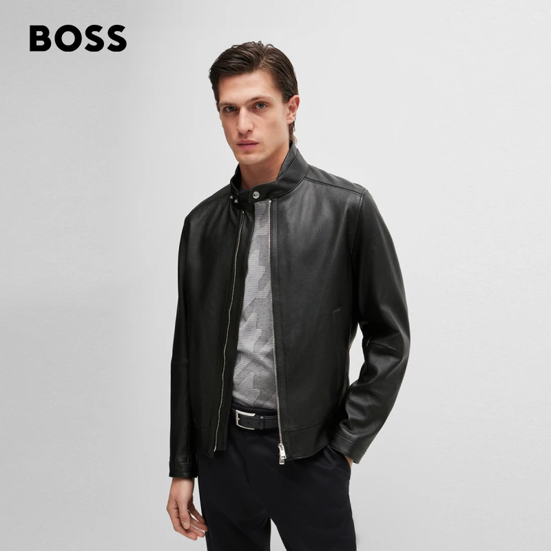 【羊皮革】BOSS博斯男士新款常规版休闲羊皮革夹克皮衣50518906