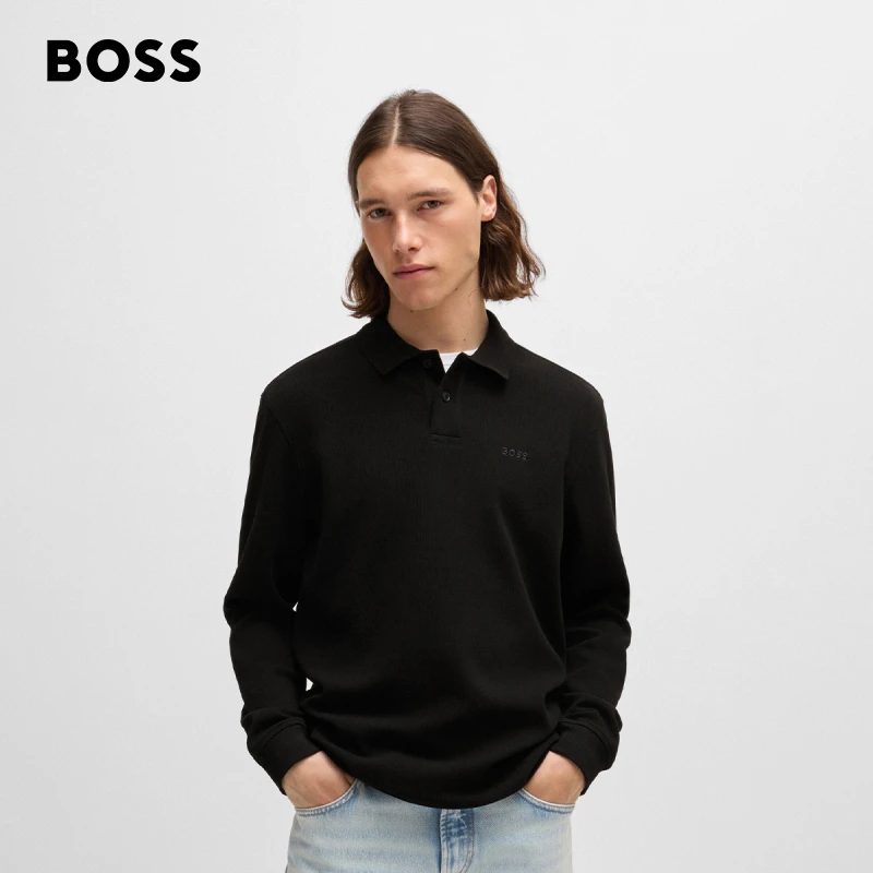 【抢先GO】BOSS博斯男士弹力棉质混纺华夫格纹理舒适Polo衫50520710