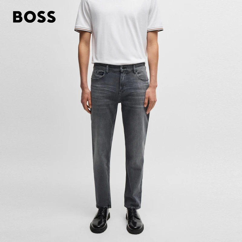 【弹性牛仔布】BOSS博斯25春季新款超柔软灰色牛仔布牛仔裤50520852
