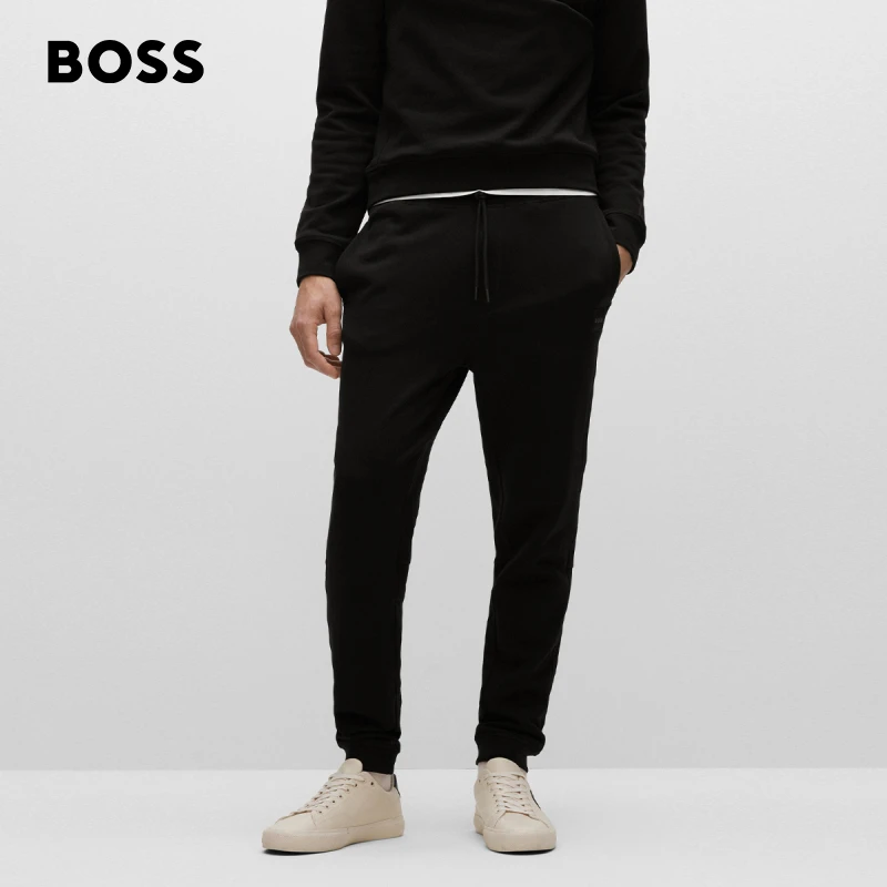 BOSS博斯男新款时尚简约休闲舒适棉质毛圈布运动休闲卫裤50468448