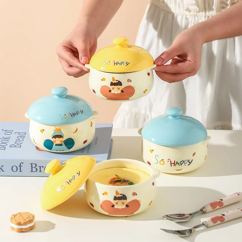 川岛屋蒸蛋碗带盖陶瓷小炖盅蒸鸡蛋羹专用碗婴儿宝宝辅食炖蛋蒸碗