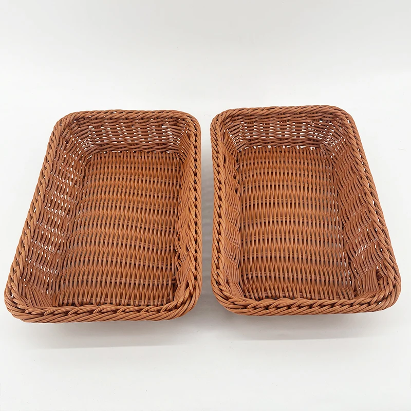 MC22（拍一发二）长方形棕色纯手工编织水果篮30*20*7