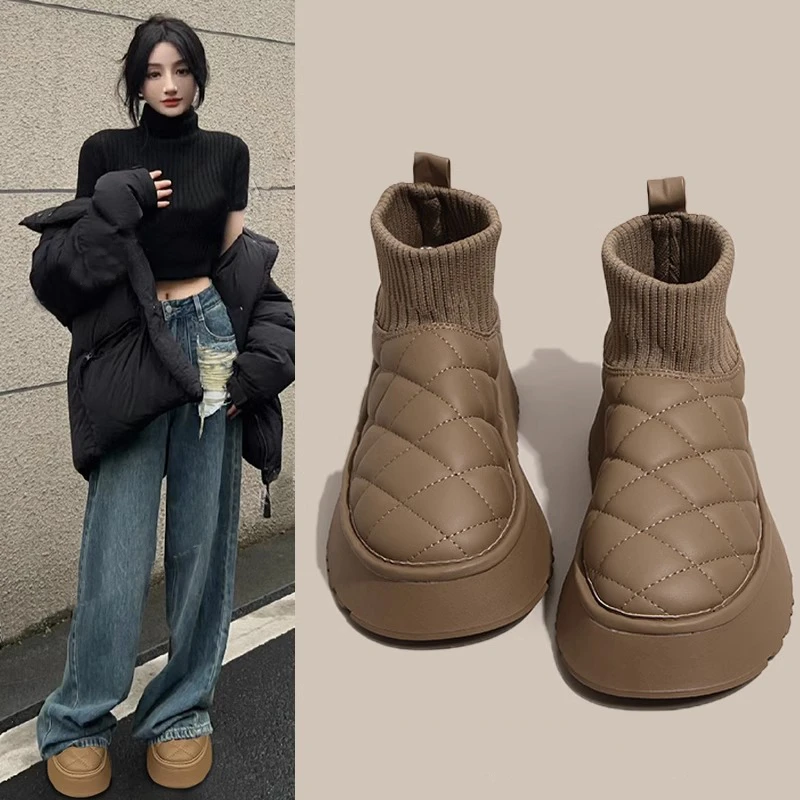 国潮雪地靴女2025新款外穿保暖加绒加厚防滑厚底东北毛毛棉鞋子